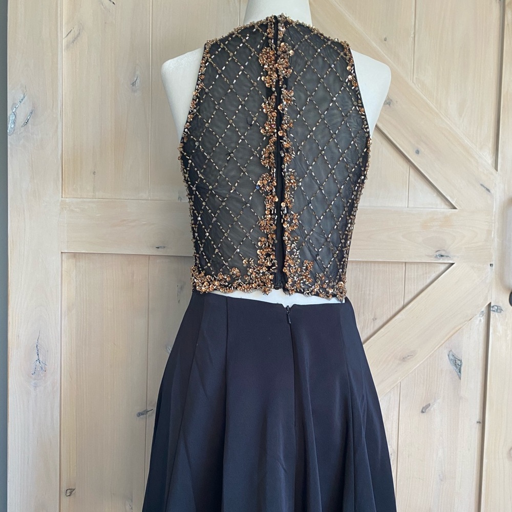 Black Formal dress, with mesh back and beading
